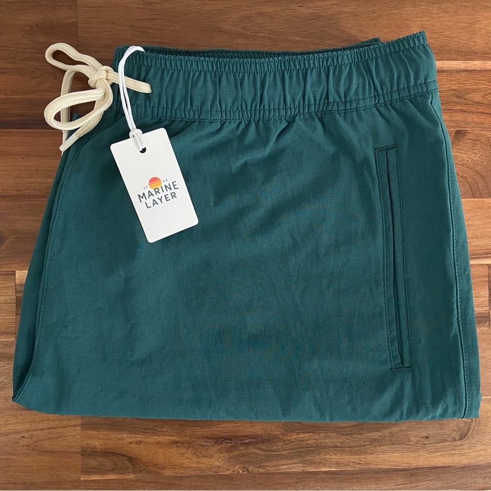 NEW Marine Layer Saturday Sport Shorts 7" Inseam Mediterranean Green Men’s L